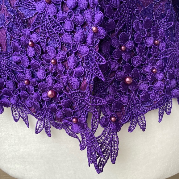 Cachet by Bari Protas Women Vintage Purple Lace Blazer Jacket Women’s Size 9/10 - Picture 13 of 15